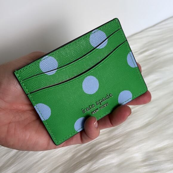 kate spade Handbags - NWT Kate Spade Morgan Sunshine Dot Card Holder/ Green/ PvC